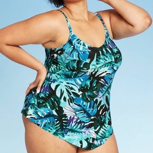 Women's Plus Size Tankini Top Aqua Green